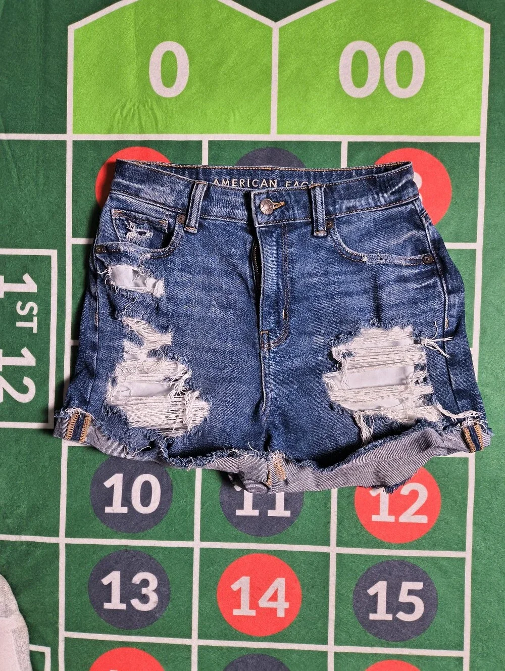 American Eagle Mom Short Women's 0 Distressed Denim Shorts Dark Wash AEO